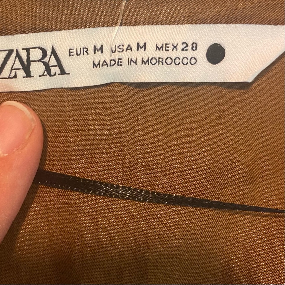 Zara limited edition draped caramel brown slit midi dress with sash belt - Picture 10 of 11